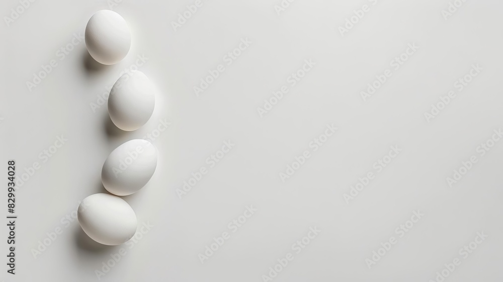 minimalist white eggs on pure white background copy space minimalist white eggs on pure white background copy space