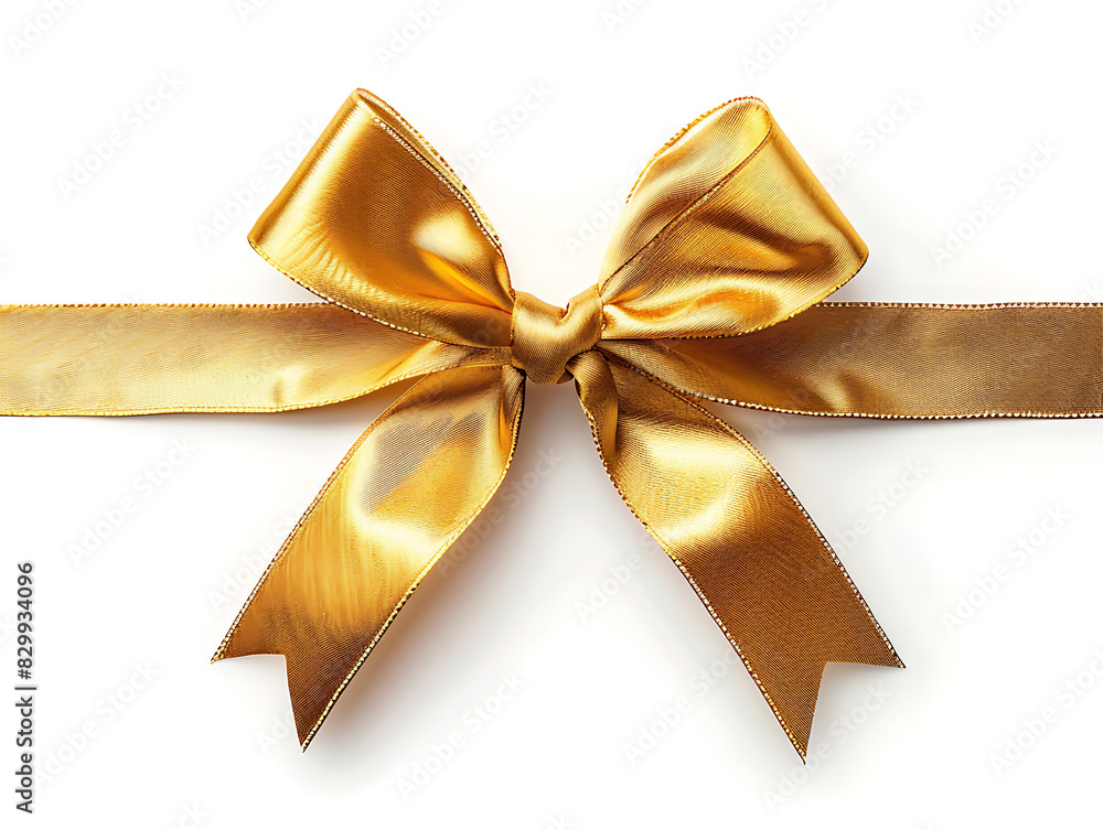 Golden ribbon and bow on white background Golden ribbon and bow on white background