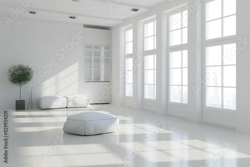 Naturally lit room with minimalist decor