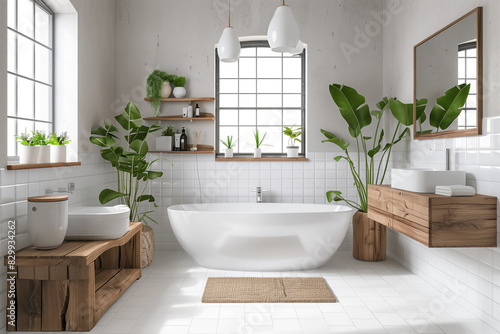 Modern bathroom with plants