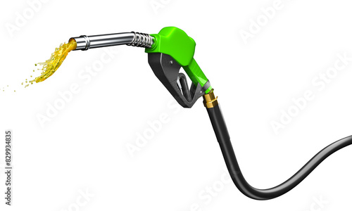 Billede på lærred Fuel nozzle with gasoline splash on transparent background