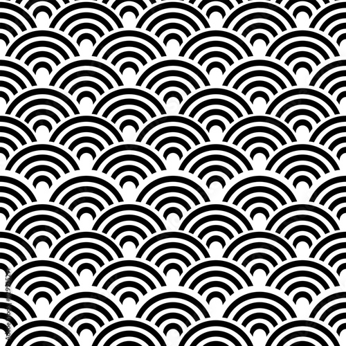 Seamless japanese waves pattern vector