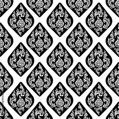 Thai Pattern black white background