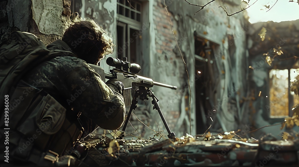 Seasoned Sniper Aims to Neutralize Target from Concealed Position ...