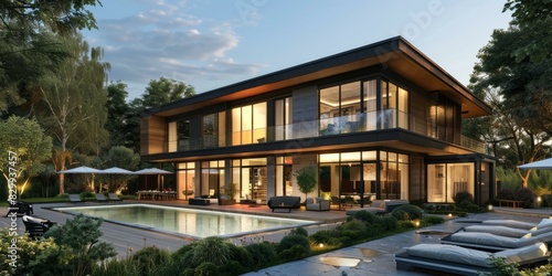 Modern House with In-Ground Swimming Pool photo