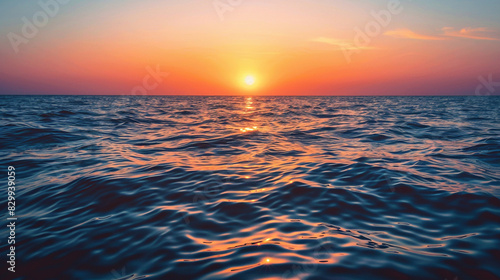 Serene ocean sunset  vibrant colors  calm water