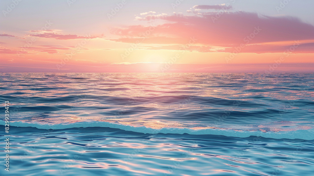 Serene ocean sunset, vibrant colors, calm water