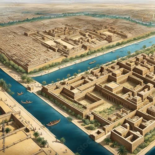 Mesopotamian Marvels: A Detailed Illustration of Ancient Civilization photo