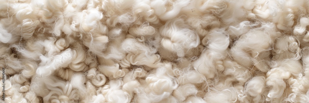 The texture and details of luxurious, natural white wool material, highlighting its fibrous structure The texture and details of luxurious, natural white wool material, highlighting its fibrous structure