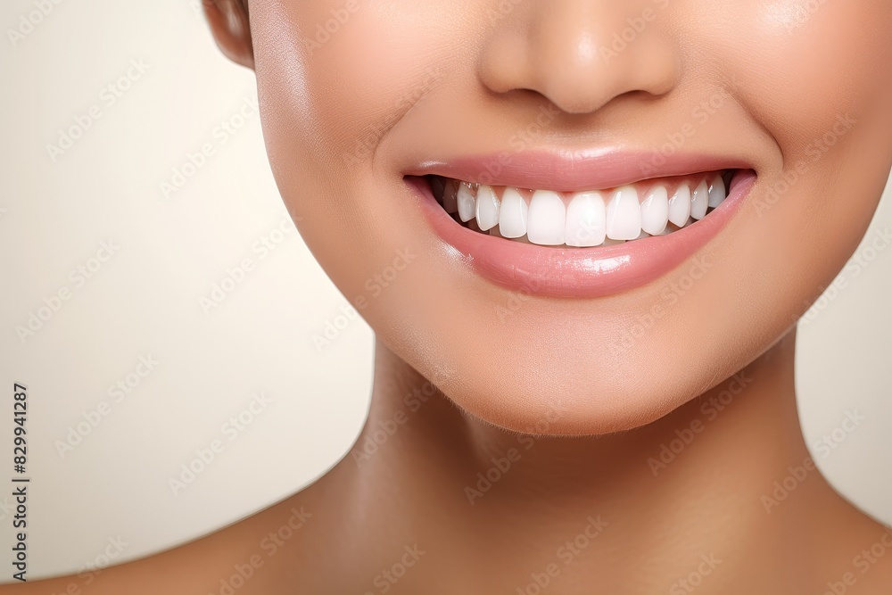 Healthy Perfect Teeth Young Woman Smiling Showcasing Teeth Whitening and Dental Care Healthy Perfect Teeth Young Woman Smiling Showcasing Teeth Whitening and Dental Care