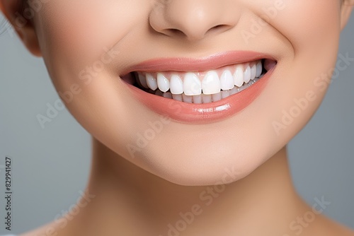 Healthy Perfect Teeth Young Woman Smiling Showcasing Teeth Whitening and Dental Care