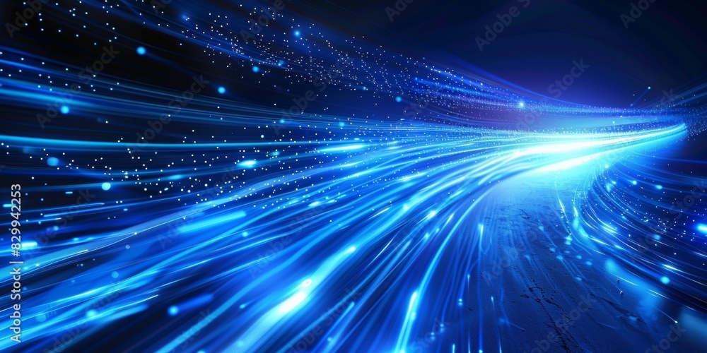 Blue light streak, fiber optic, speed line, futuristic background for 5g or 6g technology wireless data transmission, high-speed internet in abstract Blue light streak, fiber optic, speed line, futuristic background for 5g or 6g technology wireless data transmission, high-speed internet in abstract