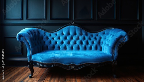 Dark living roomBlue sofa UHD Wallpapar