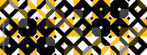 Seamless vector abstract background in yellow color, geometric seamless pattern, tiling endless wallpaper with geometrical shapes structure.