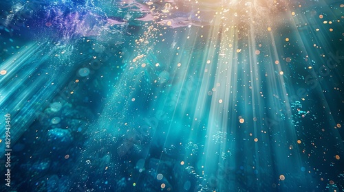 mysterious underwater light rays abstract surreal aquatic fantasy scene photo