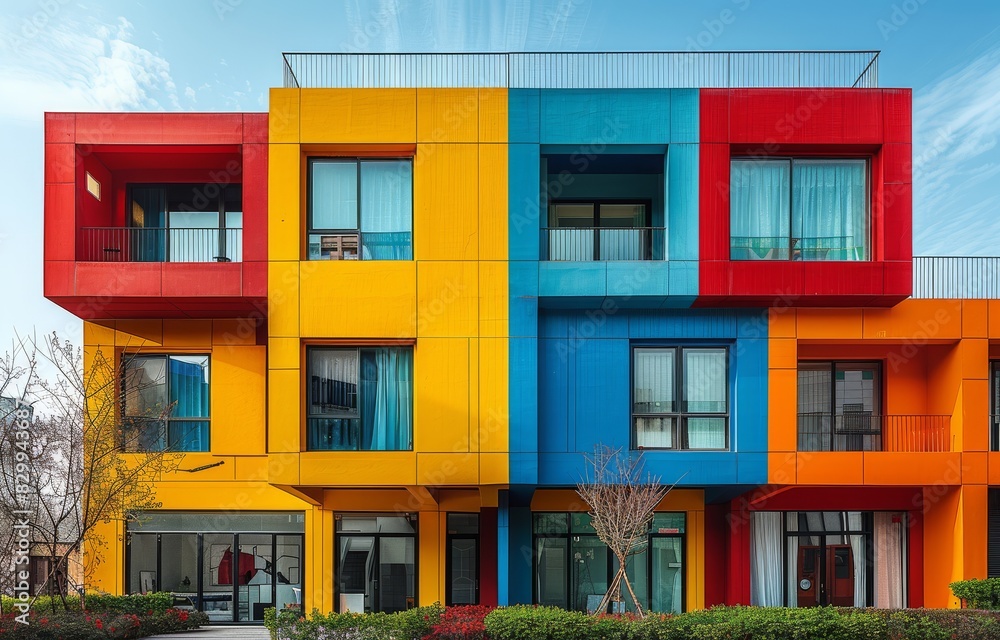 Obraz premium Brightly colored modern architecture created with Generative AI technology