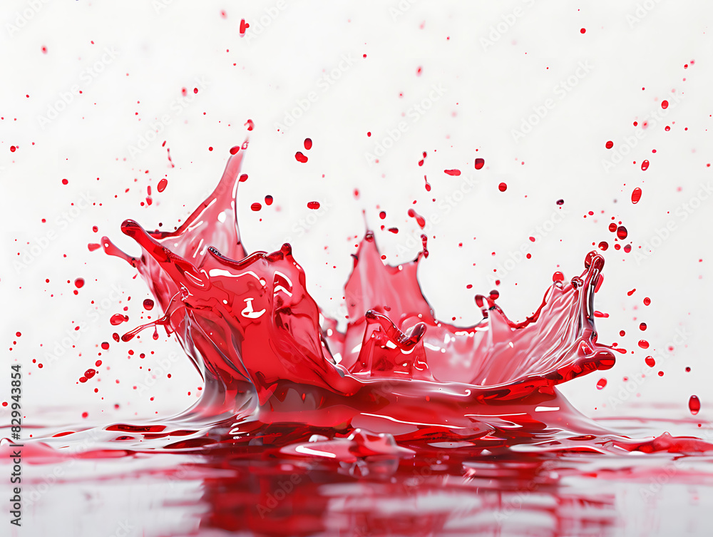 Red splash isolated on white background in realistic high resolution Red splash isolated on white background in realistic high resolution