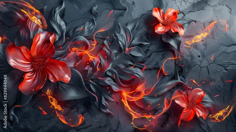 Abstract red flowers background Abstract red flowers background