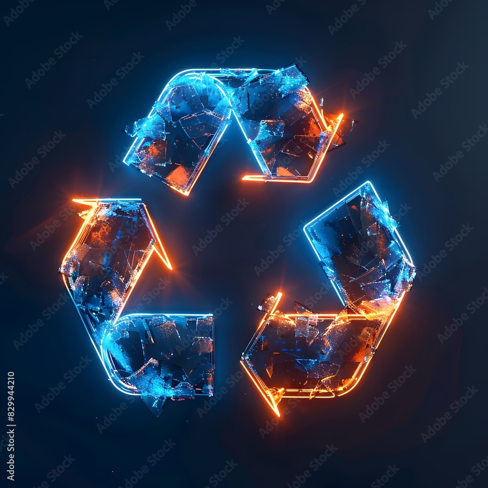 a recycle symbol made from neon lights a recycle symbol made from neon lights