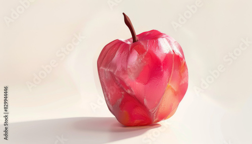 A long shot of a rose apple, photorealistic, crisp details, white isolated background, vibrant colors, excellent lighting, shadows perfectly balanced