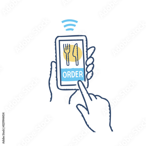 スマートフォンで食事を注文するイメージ