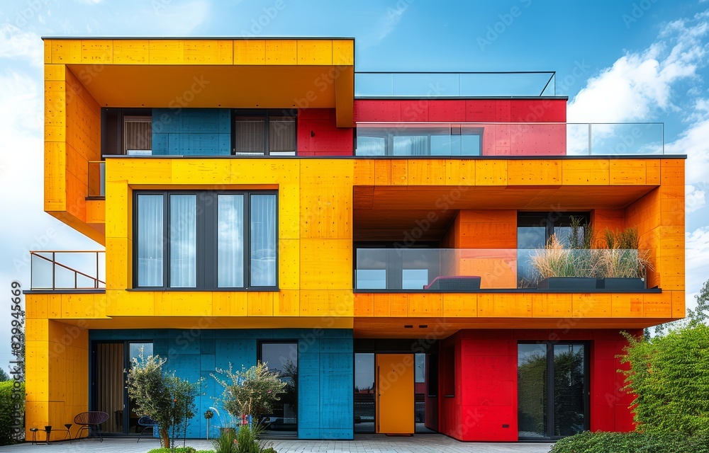 Fototapeta premium Brightly colored modern architecture created with Generative AI technology