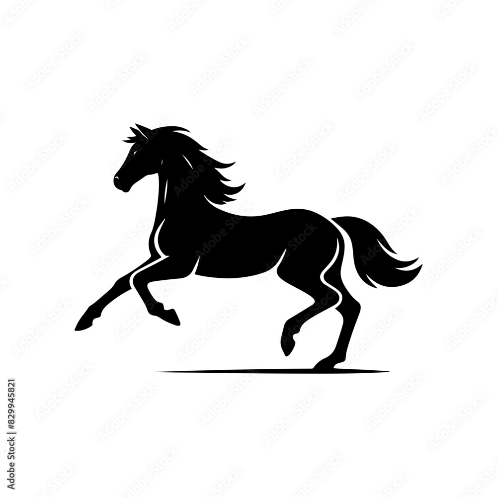 Vector silhouette of a horse in a graceful pose. Simple graphic design Vector silhouette of a horse in a graceful pose. Simple graphic design