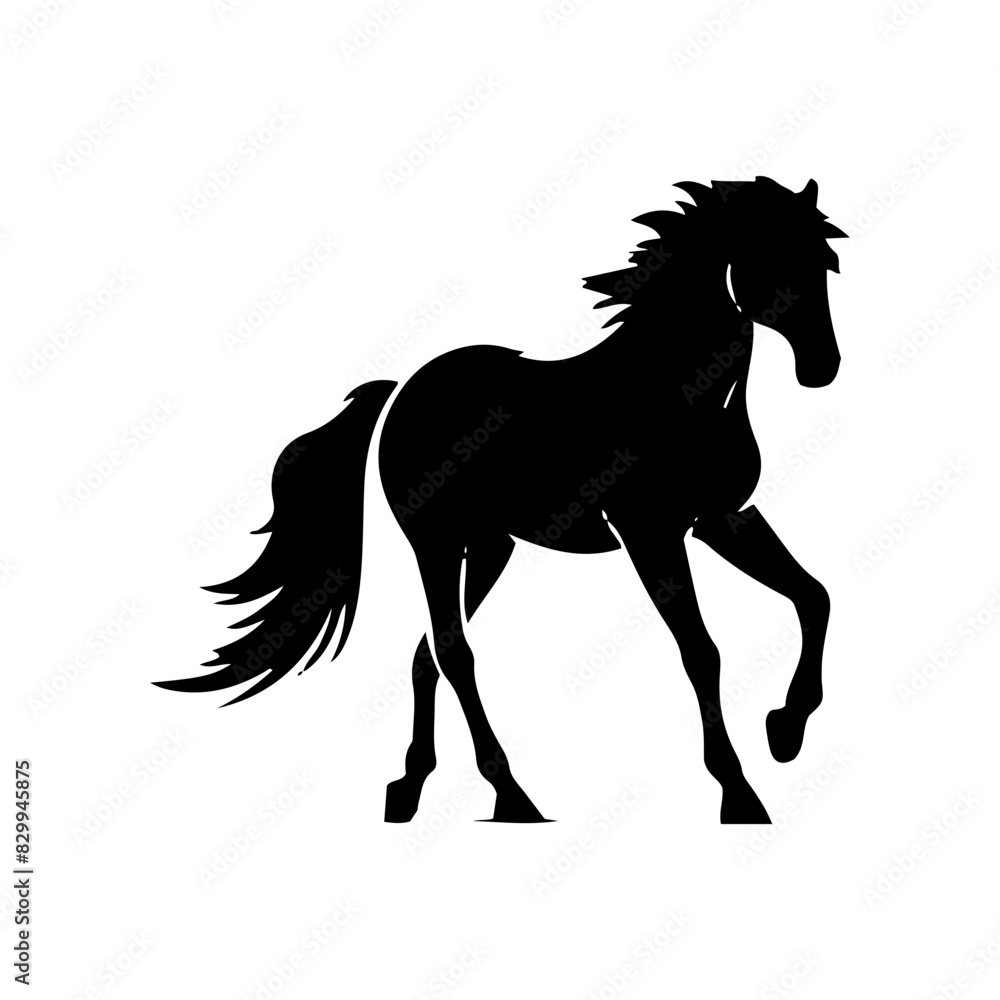 Vector silhouette of a horse in a graceful pose. Simple graphic design Vector silhouette of a horse in a graceful pose. Simple graphic design