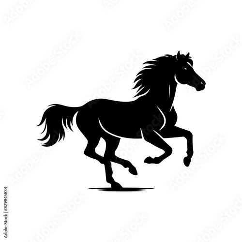 Vector silhouette of a horse in a graceful pose. Simple graphic design © Foxgrafy
