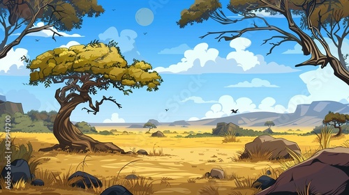 Fototapeta Naklejka Na Ścianę i Meble -  Cartoon jungle background for children UHD wallpaper