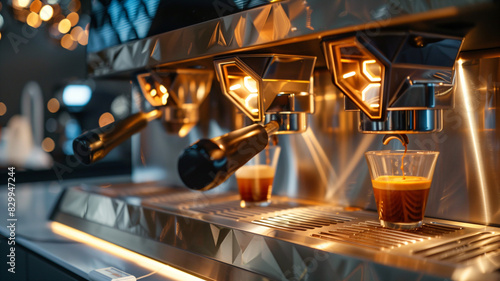 Futuristic coffee experience with high-tech espresso machine in modern cafe