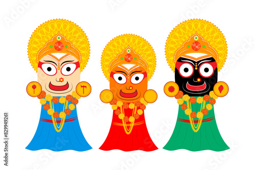 Vector illustration of Rath Yatra gods on transparent background
