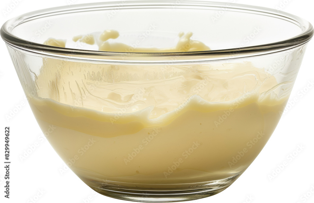 Creamy homemade vanilla custard in a glass bowl isolated on transparent background. Creamy homemade vanilla custard in a glass bowl isolated on transparent background.