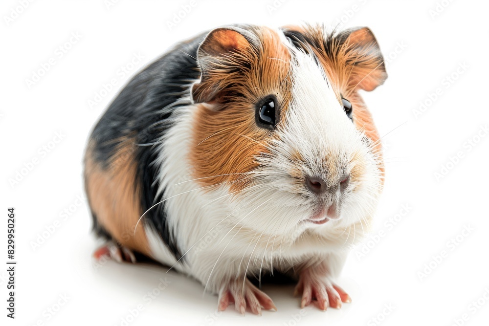 Charming Guinea Pig with Tricolor Fur in a Studio Shot Charming Guinea Pig with Tricolor Fur in a Studio Shot