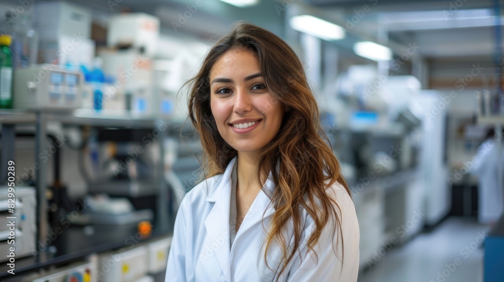 A young scientist wearing a lab