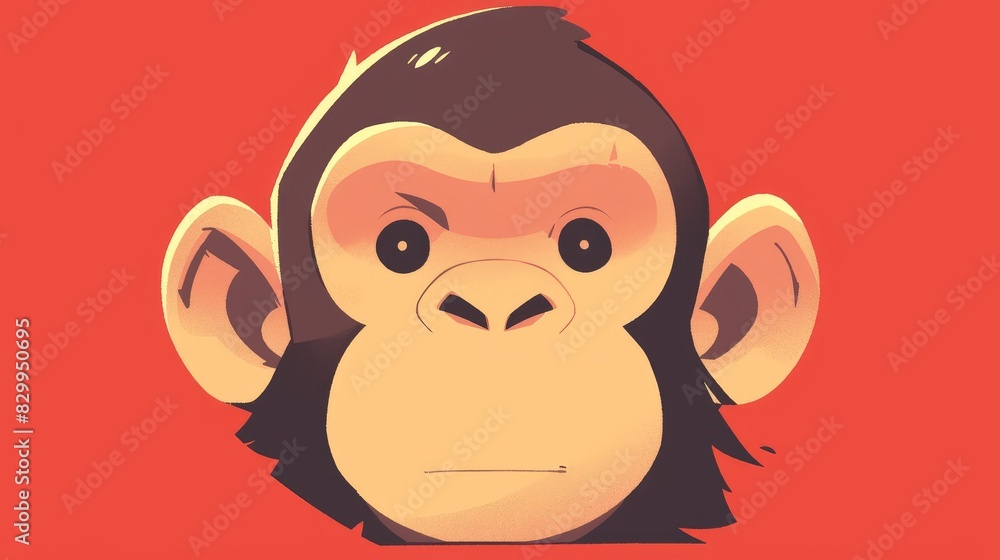 Icon of a monkey head depicted in a cartoon style Icon of a monkey head depicted in a cartoon style