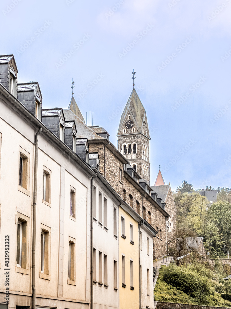 Antique building view in Clervaux, Luxembourg