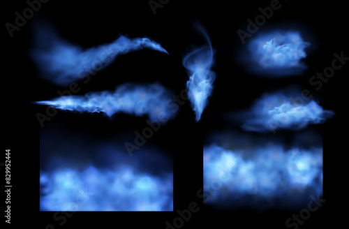 Space smog shapes on a black background for game design.