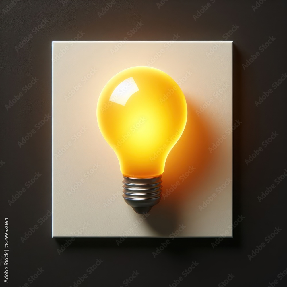 yellow glow light bulb on a blank piece of paper, idea concept Isolated on black background yellow glow light bulb on a blank piece of paper, idea concept Isolated on black background