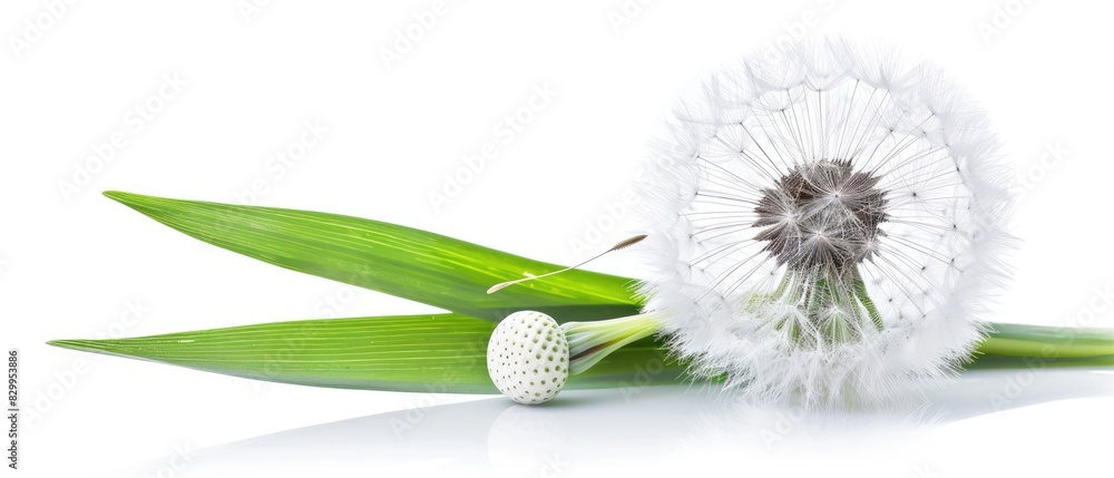 Dandelion leaf with ample copyspace, isolated on white background Dandelion leaf with ample copyspace, isolated on white background