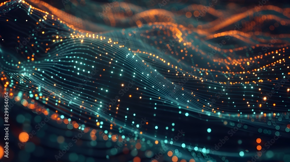 Vibrant Digital Landscape of Luminous Particles in Dynamic Motion Vibrant Digital Landscape of Luminous Particles in Dynamic Motion