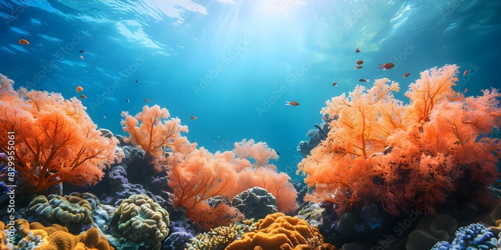Captivating underwater scene with vibrant coral reef in Mediterranean Sea paradise. Concept Underwater Photography, Mediterranean Sea, Vibrant Coral Reef, Captivating Scenes, Paradise Settings