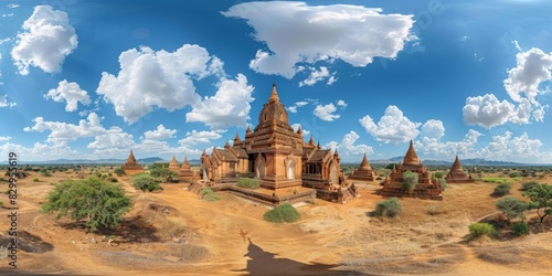 Htilominlo Temple in Bagan Myanmar skyline panoramic view photo