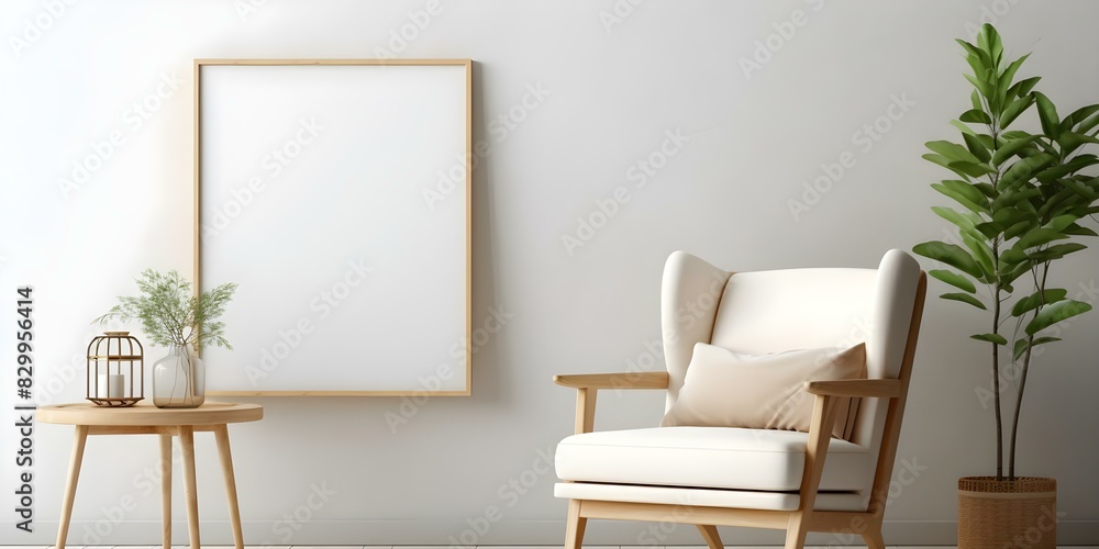 Vertical living room frame mockup for showcasing artwork or photographs