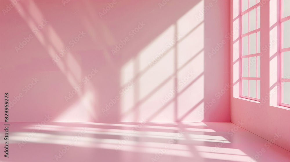 Fototapeta premium Soft Pastel Pink Background with Window Shadows