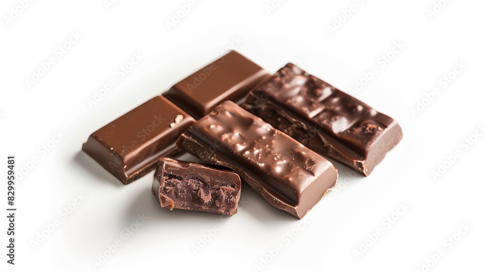 Assorted Chocolate Bars on White Background Assorted Chocolate Bars on White Background