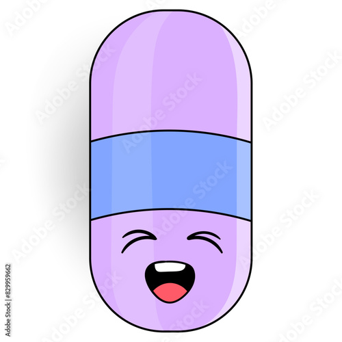 medicine capsules with happy laughing faces ready to meet patients