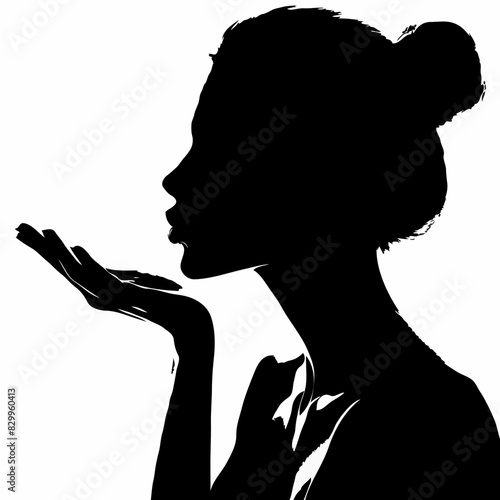 Tender Gesture: Woman Blowing a Kiss Silhouette