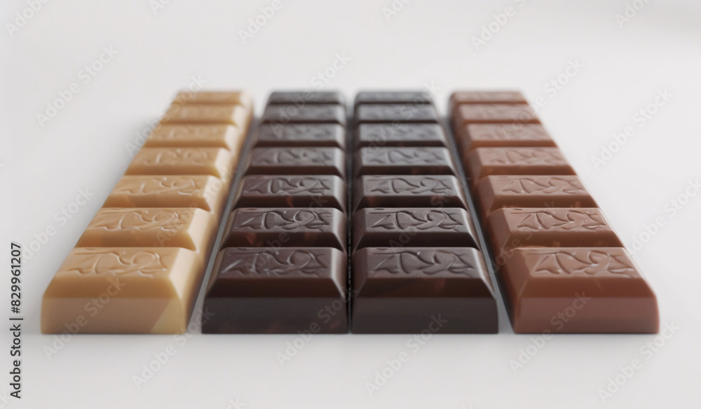 Assorted Chocolate Bars on White Background Assorted Chocolate Bars on White Background