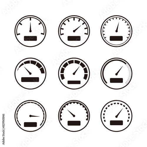 set of speedometer logo vector icon	